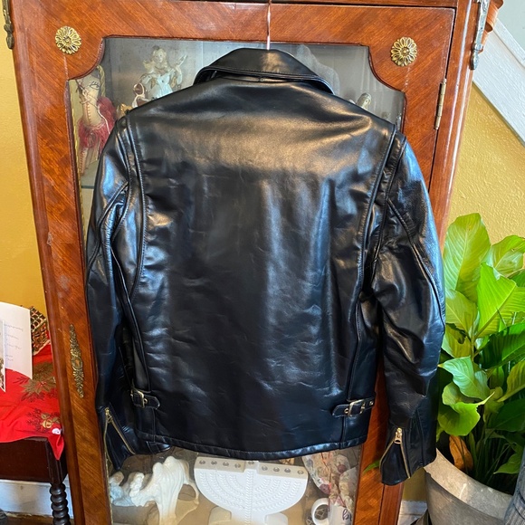 Schott NYC Classic Horsehide Black Racer Motorcycle Leather Jacket - Picture 4 of 16